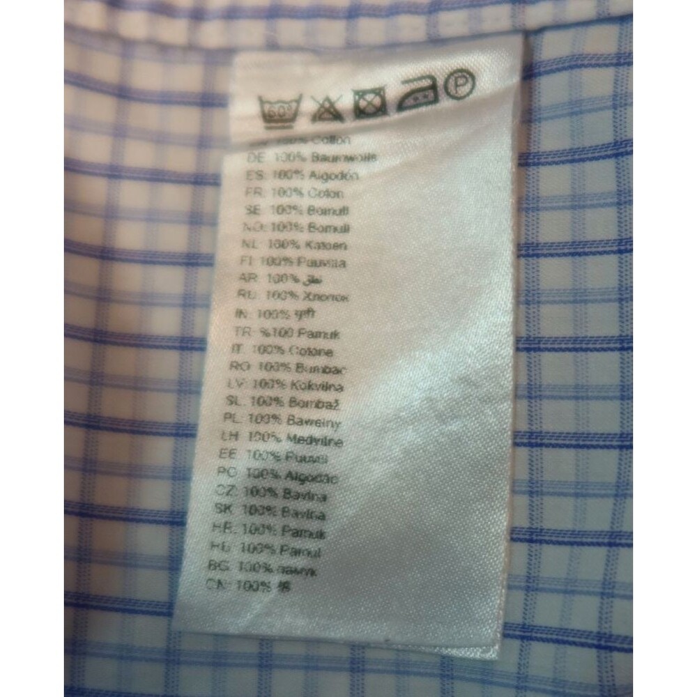 Eton Contemporary Dress Shirt Mens Size Large White/Blue Plaid Button Up - Picture 11 of 11